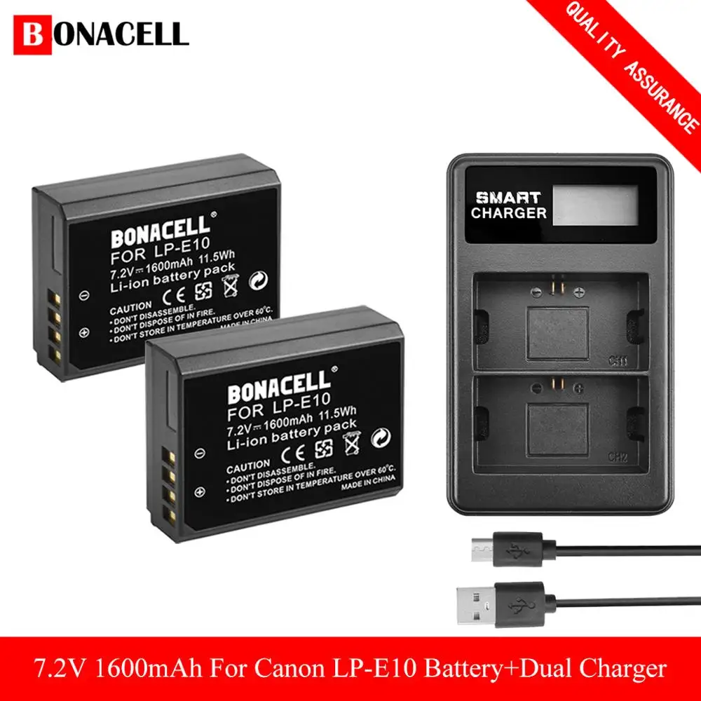 Литий ионный аккумулятор bonacell для Фотоаппарата Canon LP E10 LPE10 + зарядное устройство
