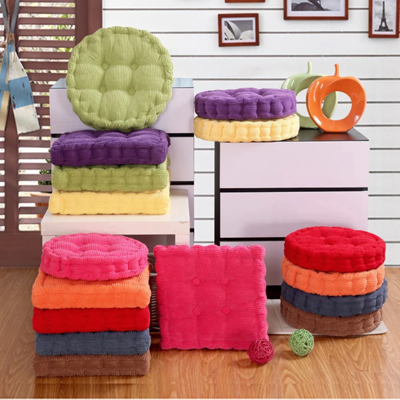 

New Fashion Thicker Soft Washable Cotton Seat Cushion 36*38cm Round Shape Plaid Chair Pad Cushion Colorful Home Decor Floor Mat