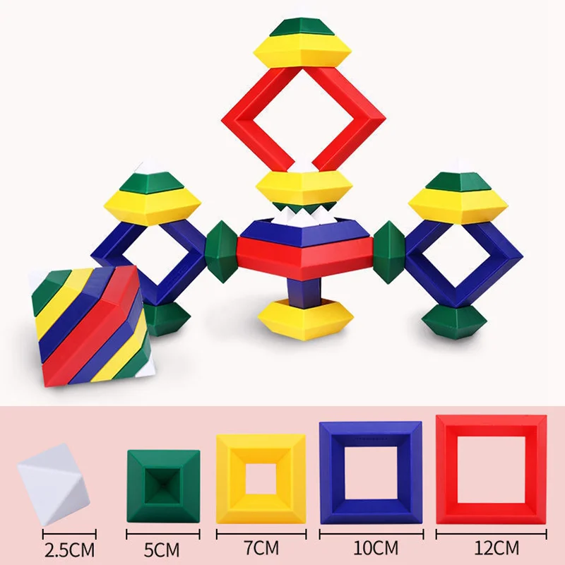

ESUN 15Pcs/Set Montessori Educational Toys Pyramid Changeable Building Blocks Geometric Parent-Child Interactive Toys For Child