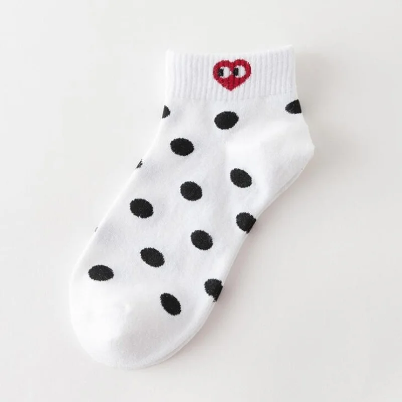 

Spring And Autumn Small Fresh Women's Socks Personality Simple Love Pattern Striped Breathable Comfortable Cute Kawaii Boatsocks