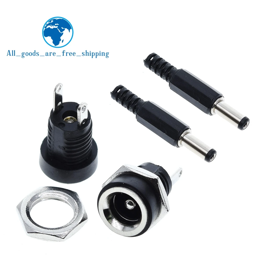 

10PCS 5Pair DC Power Connector pin 2.1x5.5mm Female Plug Jack + Male Plug Jack Socket Adapter DC-022B