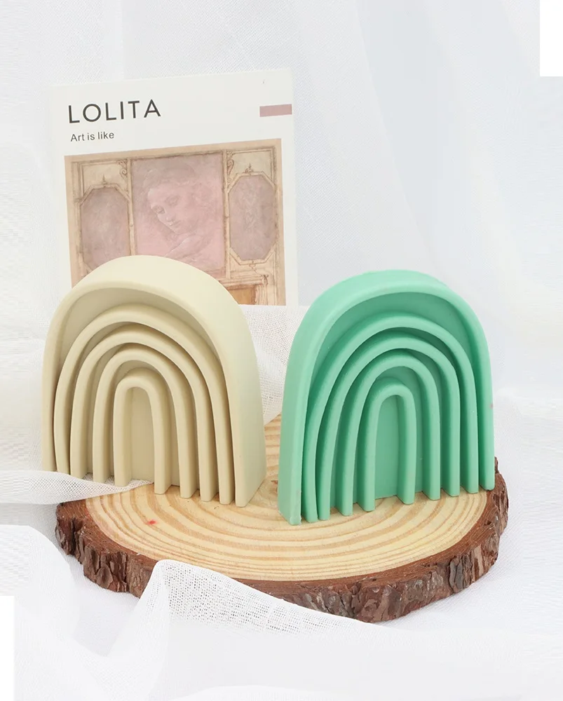 

3D Rainbow Bridge Shape Silicone Molds Plaster Craft Home Decoration Nonstick Aromatherapy Mould Soap Making Muffin Candle Mold
