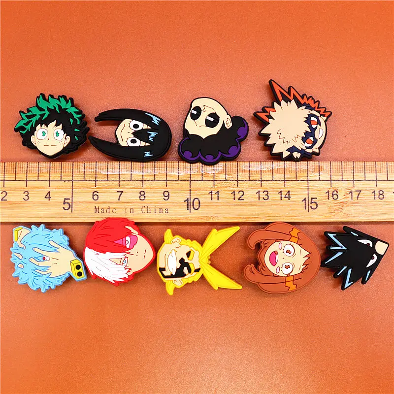1pcs Japanese Manga Shoe Charms Hot Anime My Hero Academia PVC Shoe Accessories Decoration Fit Croc Jibz Party Kids Gifts U290