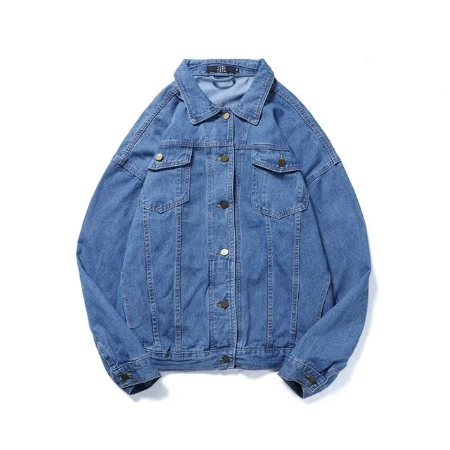 

Fashion denim jacket autumn New men Single-breasted loose jeans coats mens Solid color Locomotive denim jacket Washed jacket Top