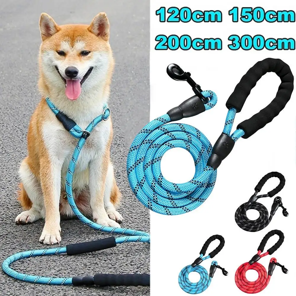 

Reflective Nylon Dogs Rope Large Medium Pet Leash Strap 120/150/200/300cm Dog Belt Rope For Labrador Husky Rottweiler Durable