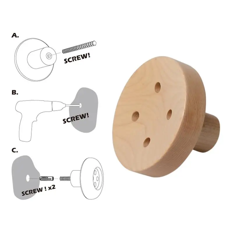 

1pc Creative Wooden Button Coat Hooks Wall Mounted Coat Hanging Hooks For Living Room And Bathroom Delicate Elegant Coat Hanger