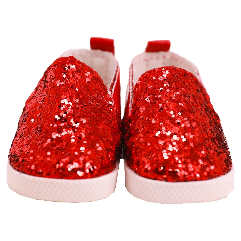 

7cm Sequins, hard bottom Doll Shoes For 18Inch American Doll 43CM Born Baby Doll,Toys For Girls,Our Generation Doll Accessories