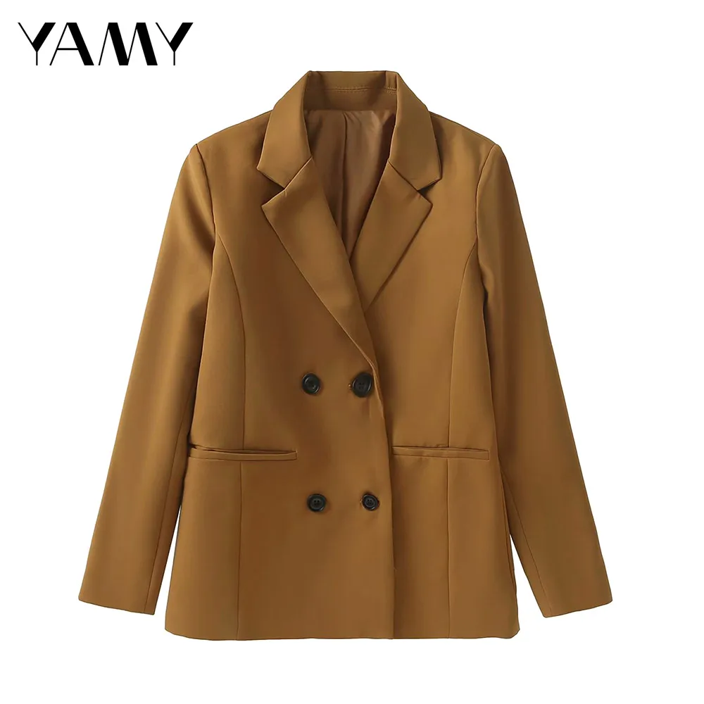 

Женские блейзеры с длинным рукавом, винтажные куртки, Осеннее женское винтажное пальто, офисный Женский блейзер, повседневная однотонная к...