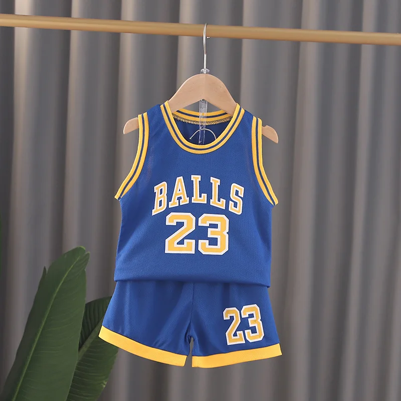 Летний спортивный комплект одежды для мальчиков и девочек майка с надписью +