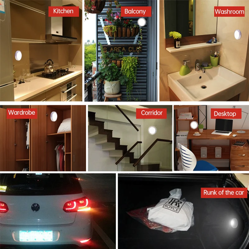 Светодиодный сенсорный выключатель ночник с батареей AAA теплый/белый свет