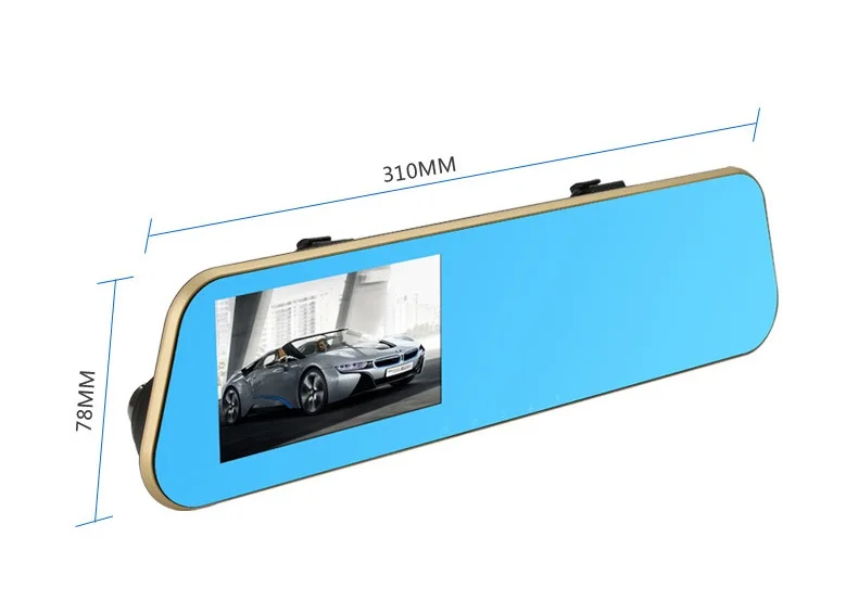 Зеркало заднего вида 4,3 дюймов Full HD 1080P двойной объектив Автомобильный видеорегистратор Камера ночного видения Автомобильный видеорегистратор с камерой заднего вида