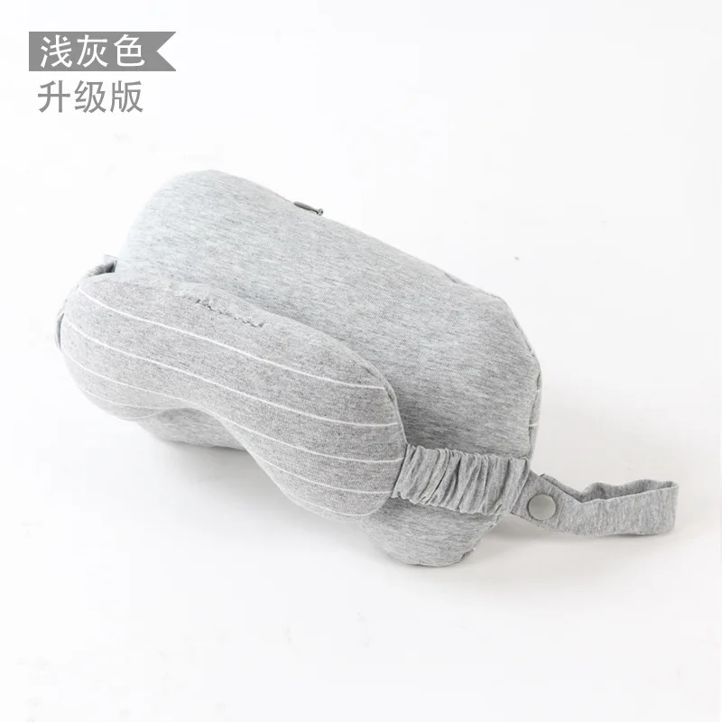light gray Набор дорожных масок и подушек, маска для глаз, подушка для шеи, u-образная подушка из пены для самолета, защита глаз AT128 - Цвет: light gray