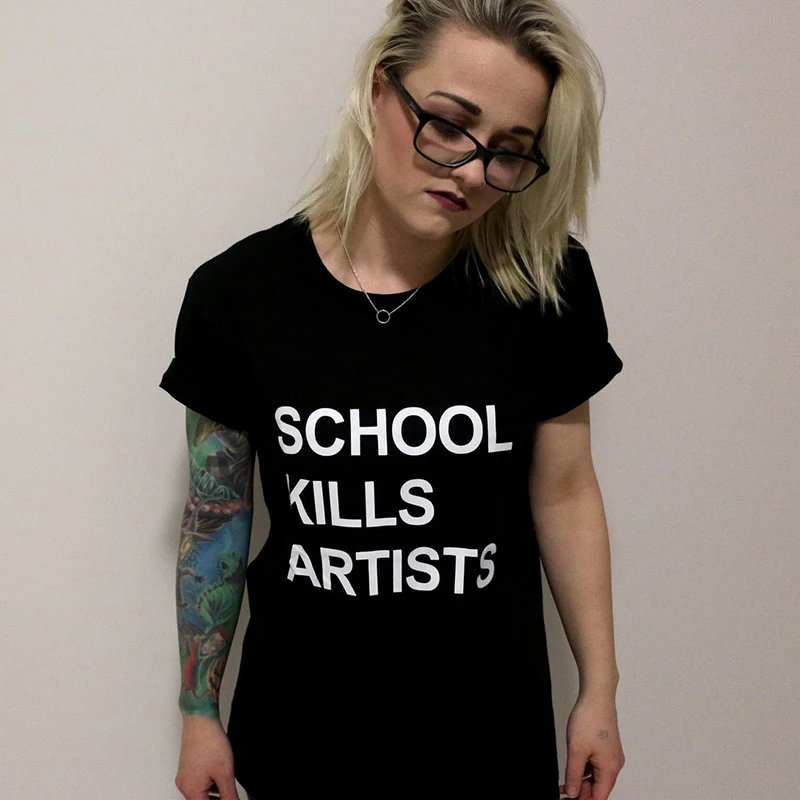 Школьная футболка с двойным принтом Kills Artists для женщин уличная унисекс забавная