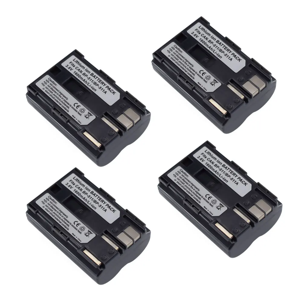 Аккумулятор 4X BP-511 для Canon MV700 MV700i MV730i MV750i MVX100i MVX150i MVX2i MVX3i MV430i MV450i MV500 MV500i MV530i MV550i on.