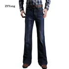 Джинсы мужские расклешенные, свободные расклешенные штанины с джинсы классические из денима, модные брюки с завышенной талией, 2020