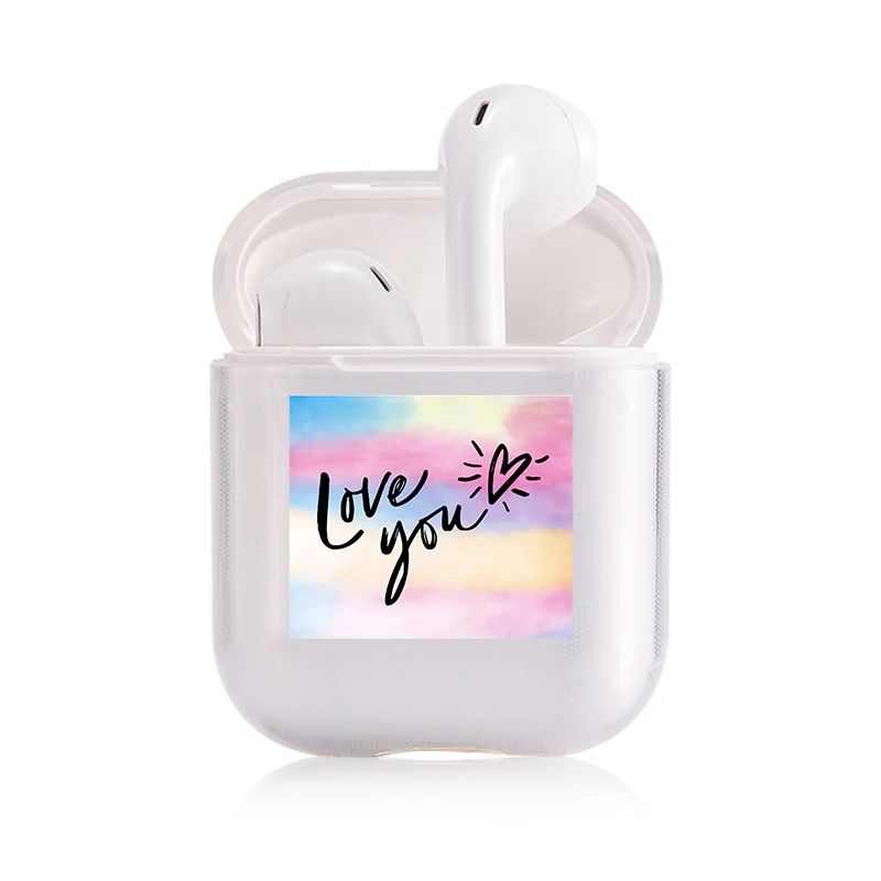 I300208 Хроматический модный наушник чехол для Apple Airpods чехол простой милый любовь сердце Bluetooth поп AirPods чехол прозрачный жесткий чехол - Цвет: I300208