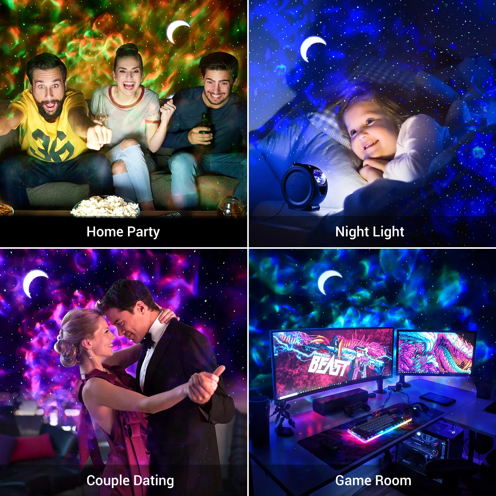 

3-in-1 Intelligent Wifi Galaxy Starry Sky Projector Night LED Ambient Lamp ABS Voice Control Function Nebula Light Sky Lite Gift