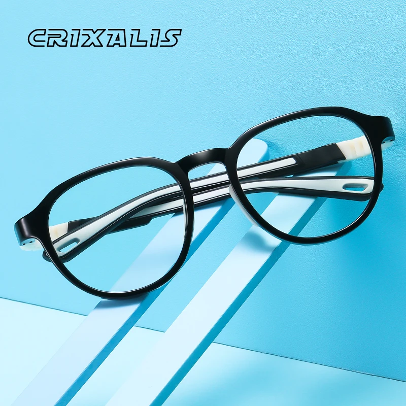 

Круглые детские очки CRIXALIS в стиле ретро с защитой от сисветильник, Детские гибкие оптические очки, силиконовая оправа для очков для девочек,...