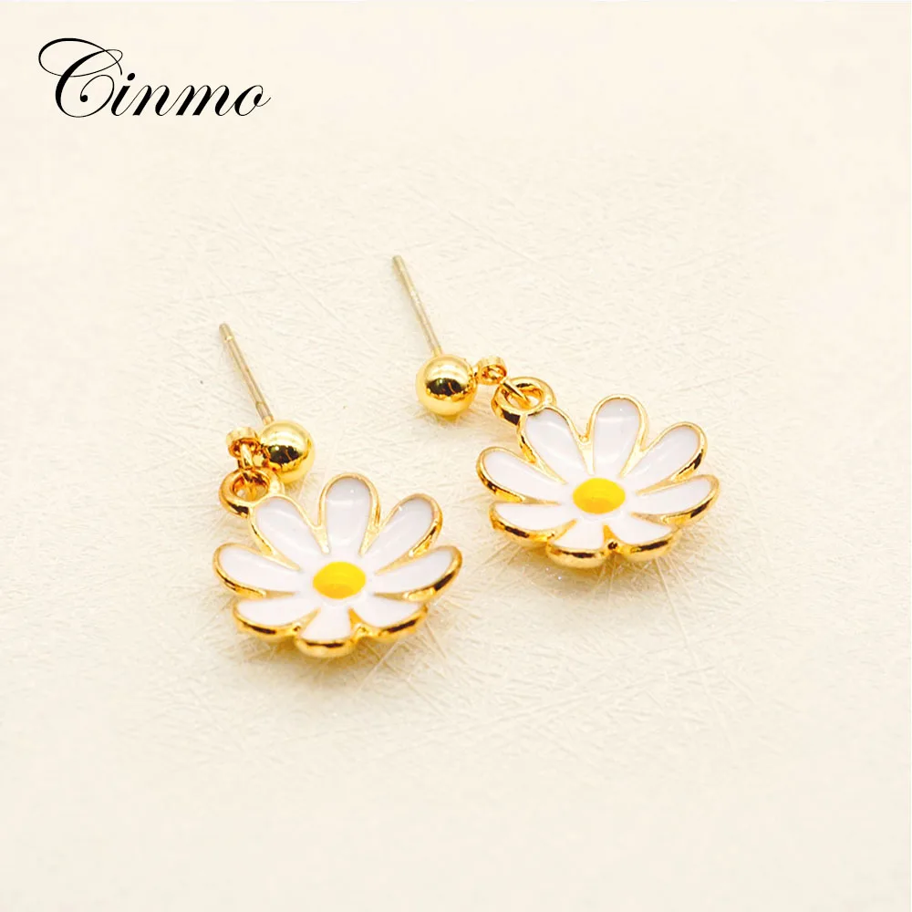 Висячие серьги Cinmo в виде цветка маргаритки для женщин и девушек корейские модные