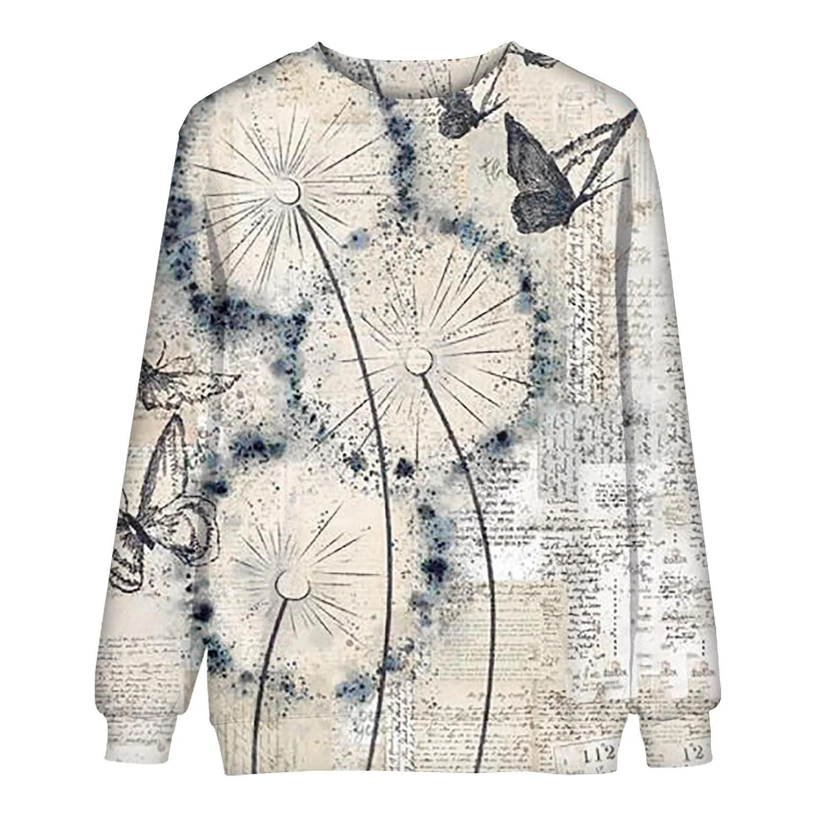 Fashion Hoodie Women Sweetshirts Hooded Sweatshirt O-neck Flower Butterfly Printed Long Sleeves T-shirt Sweater Tops Blusas Y2k
