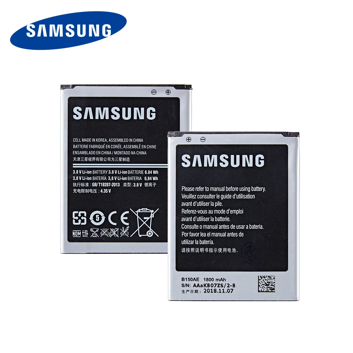 Оригинальный аккумулятор SAMSUNG B150AE 1800 мАч для Samsung Galaxy Core i8260 i8262 Trend3 G3502 G3508 G3509 -