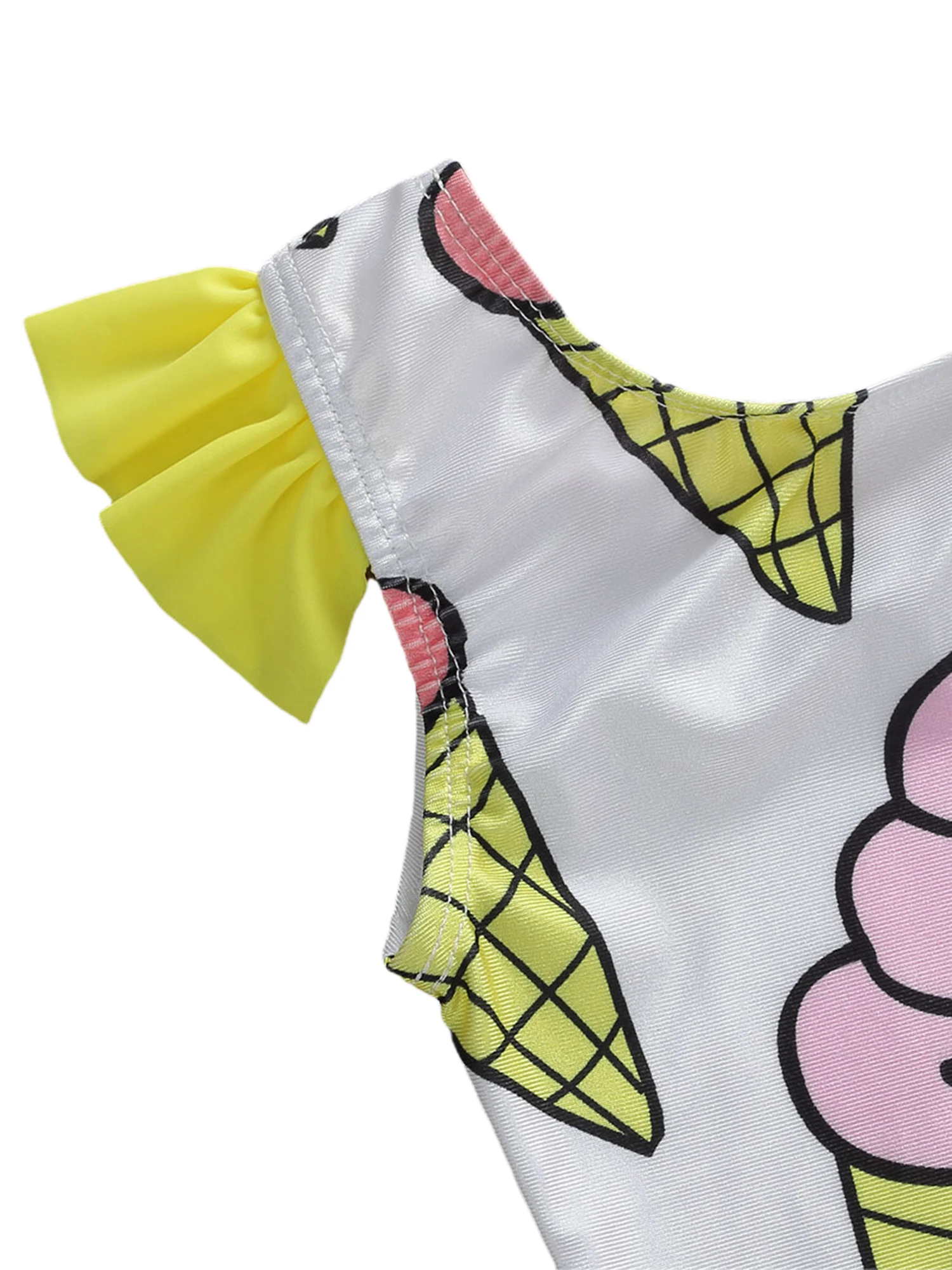 Детский слитный купальник с принтом мороженого и круглым вырезом|Боди для