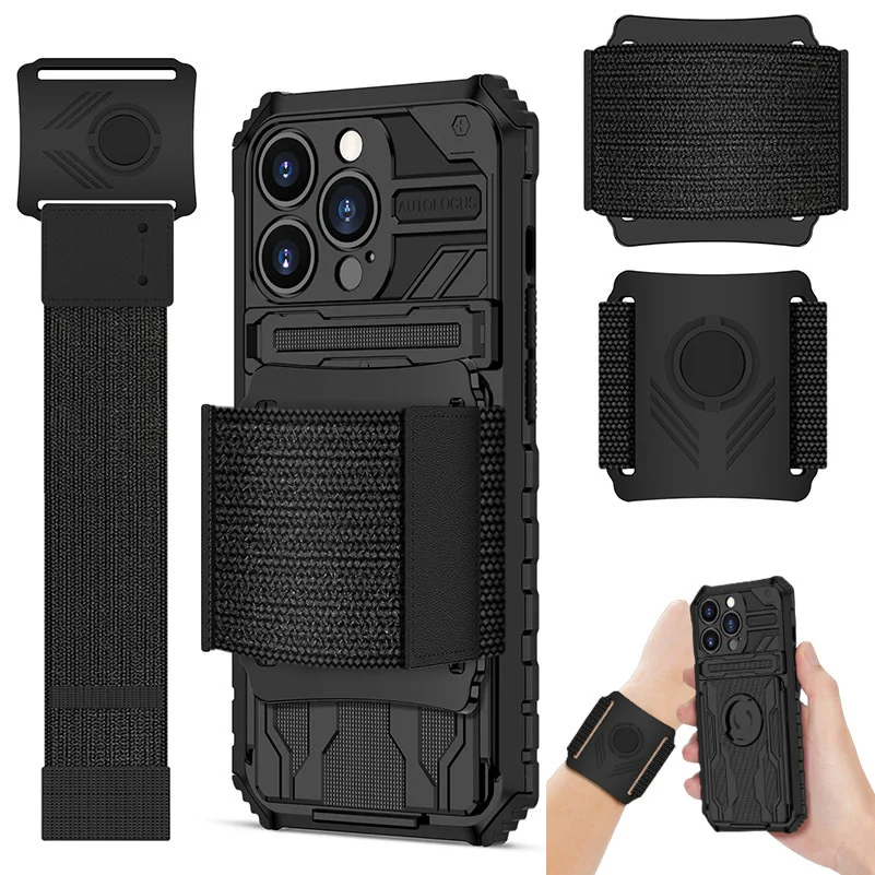 

Wristband Case For Samsung Galaxy S21 Note 20 Plus Ultra S20 FE A52S 5G A72 Kickstand Stand Sports Armband Armor Bracket Cover