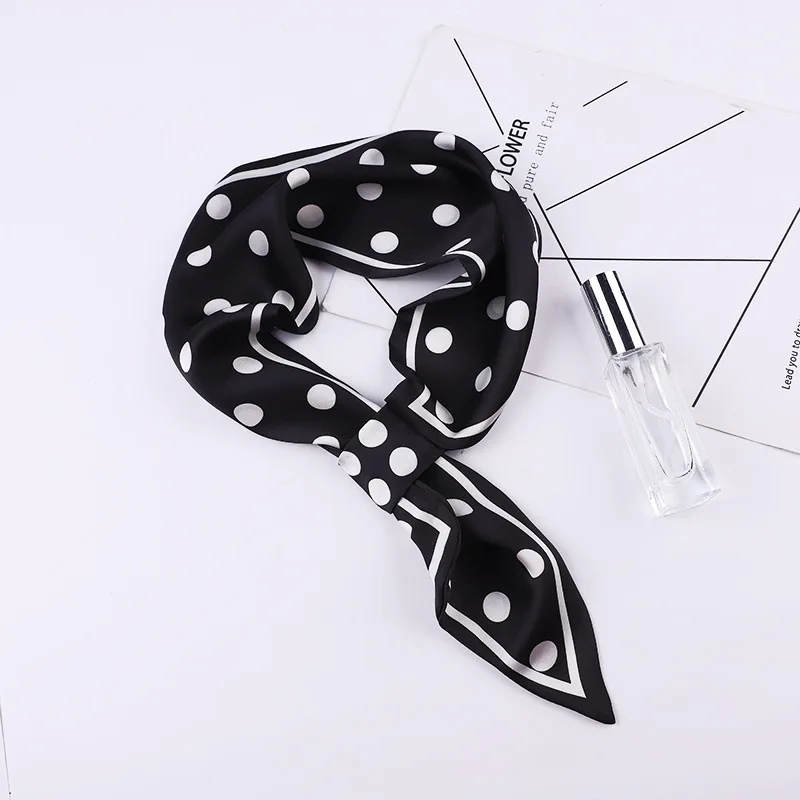 Шарф Шелковый женский двусторонний в горошек винтажный красный 2020 - купить по