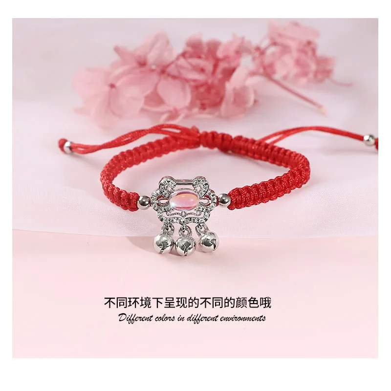 

Unisex Lucky Moonstone Bell Bracelets Handmade Adjustable Red Black Rope Bracelet Jewelry Birthday Gift for Best Friends