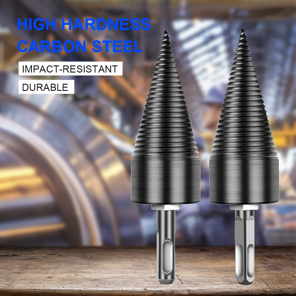 

Wood Splitter Drill Bit Firewood Log Splitter Drill Bit Heavy Duty Drill Screw Cone Driver 42mm with Removable Round Shank