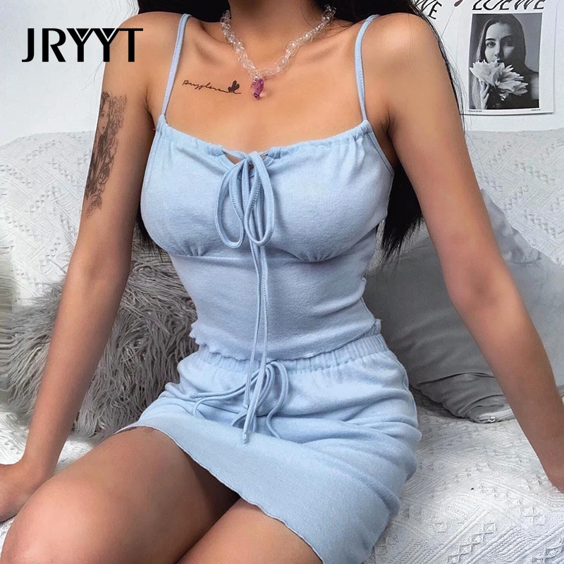 Летний сексуальный комплект JRYYT из двух предметов на тонких бретельках Женские