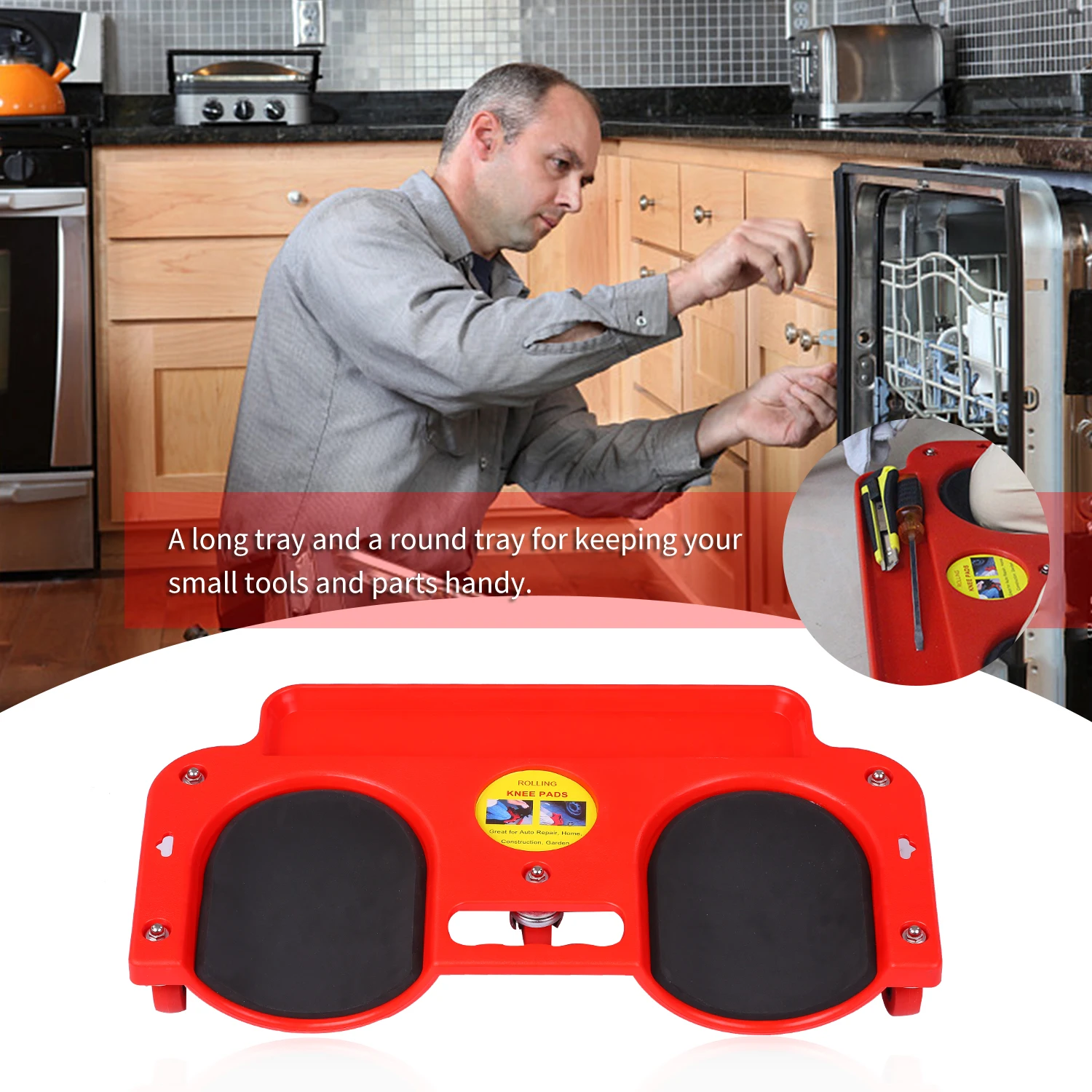 Напольные наколенники с 5 колесами поддоном для инструментов и держателем |