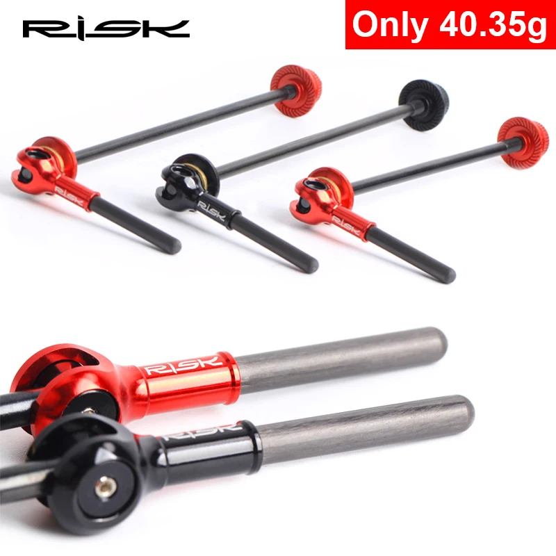 RISK Titanium MTB Road Bicycle QR Skewer Lever Wheel Hub Skewer Ultralight Ti-Axis Carbon Fiber-Handle Quick Release Skewer