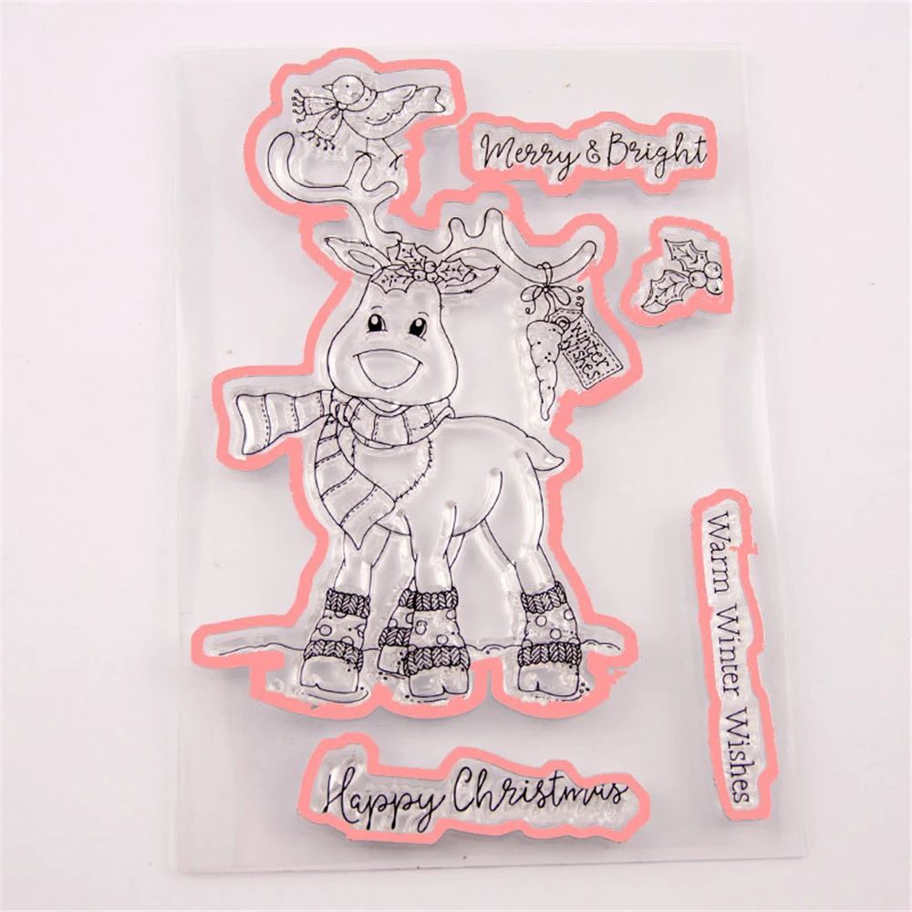 Набор металлических штампов и прозрачных с изображением оленя новинка 2021