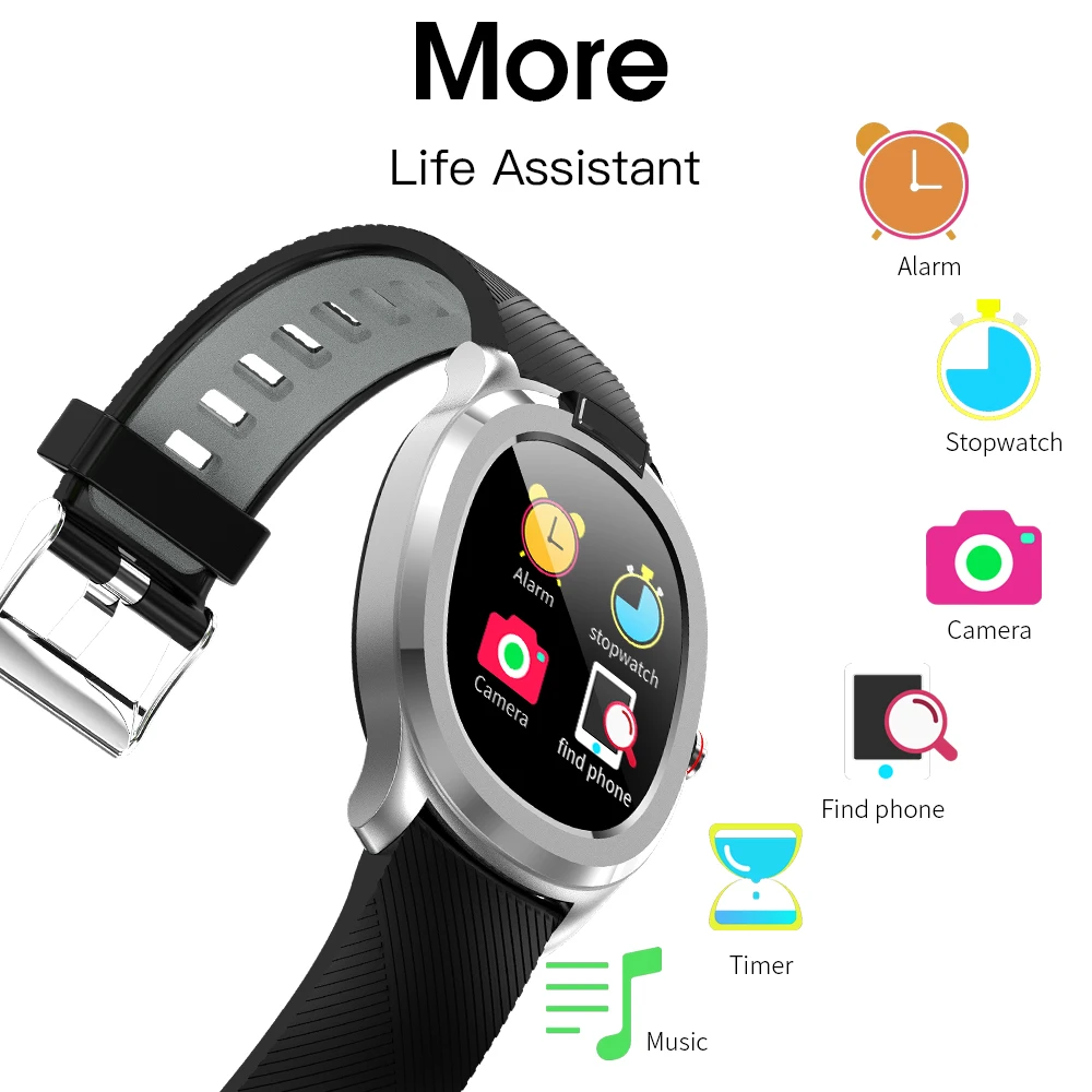 

Thermometer Smart Watch IP68 Waterproof Heart Rate ECG Monitor Full Touch Smartwatch T01 Weather Display Body Temperature Band