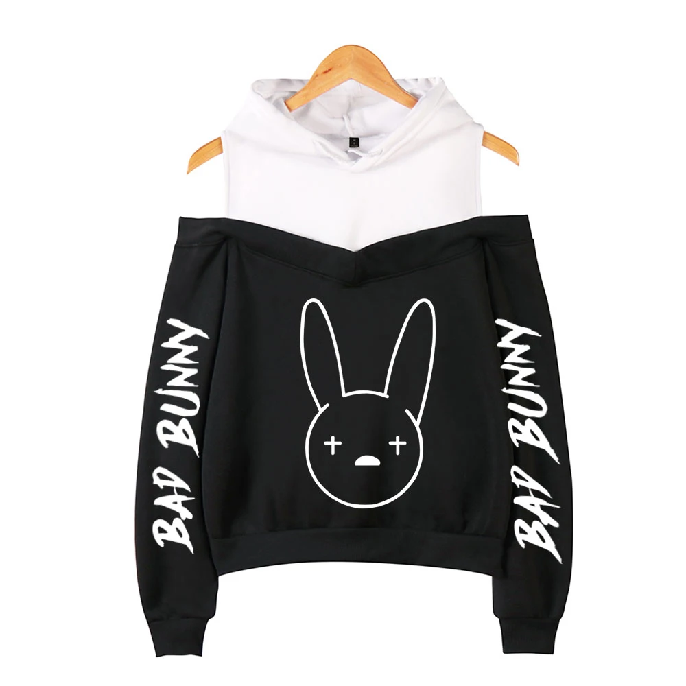 

Новые толстовки с принтом кролика толстовка с открытыми плечами женская уличная одежда сексуальные пуловеры с капюшоном осенне-зимние тол...