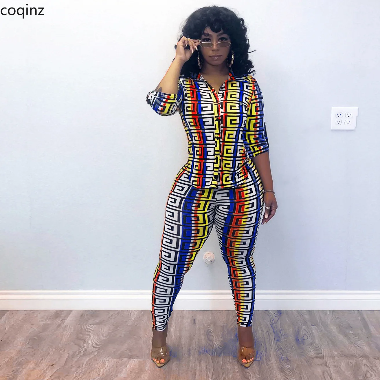 Большие размеры лето 2019 комплект из двух предметов топ и штаны Женский 2