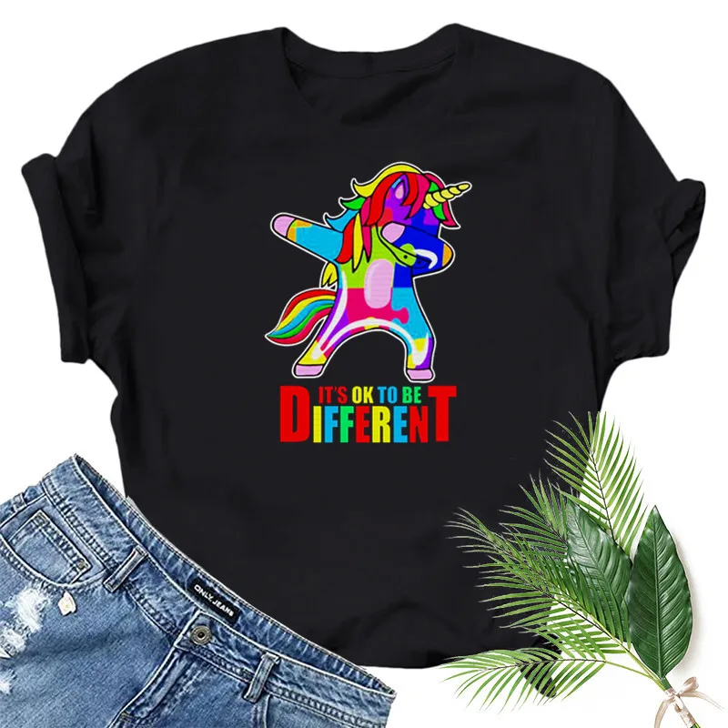 

Различные с принтом «Единорог», женская футболка с коротким рукавом и круглым вырезом, Свободная Женская футболка женская модная футболка ...