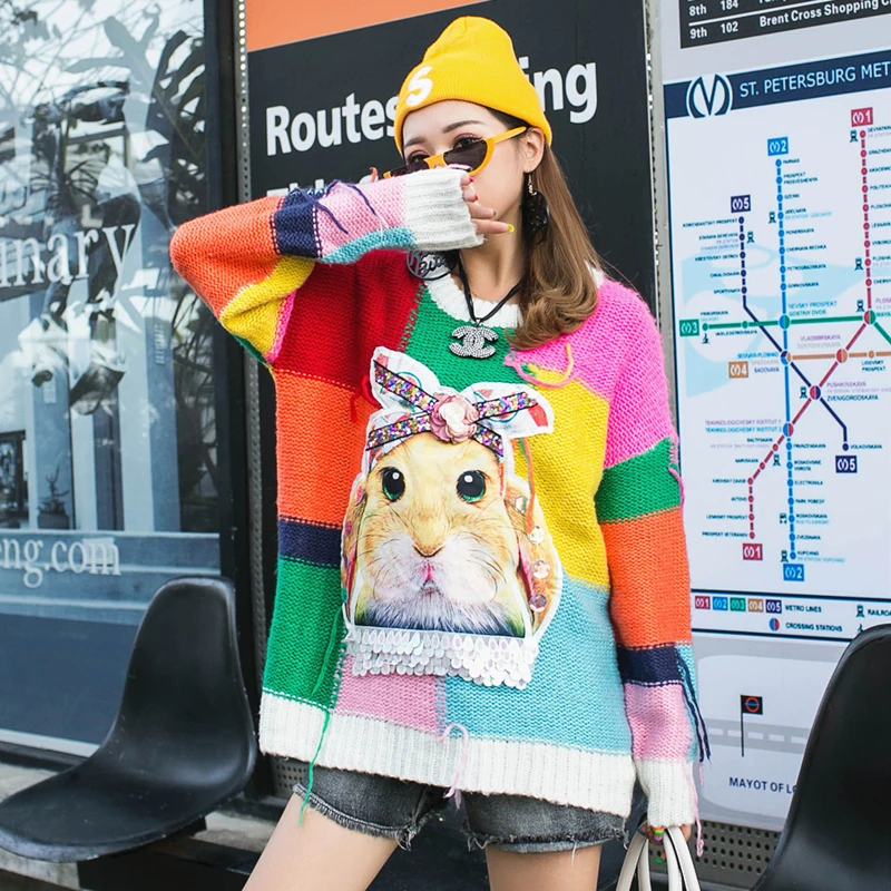 Женский осенний свитер с длинным рукавом и блестками | Женская одежда