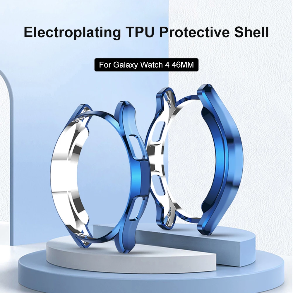 

Case for Samsung Galaxy Watch 4 Classic 46mm 42mm Smartwatch TPU Plated All-around Anti-fall Screen Protector Cover Bumper Case