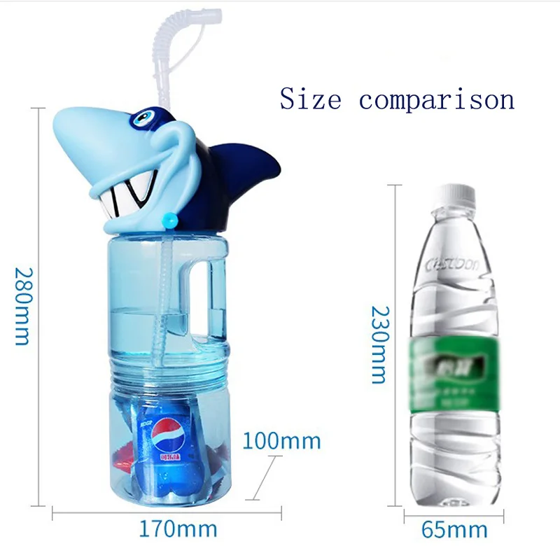 Заводская распродажа прозрачная пластиковая бутылка для воды с динозавром 600