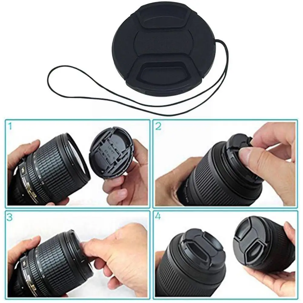 

62mm 67mm Lens Cap With String Wholesale No Words Easy Install Lens Snap-in Cap With Rope Removal Camera Lens Caps Jia Cap O2o9