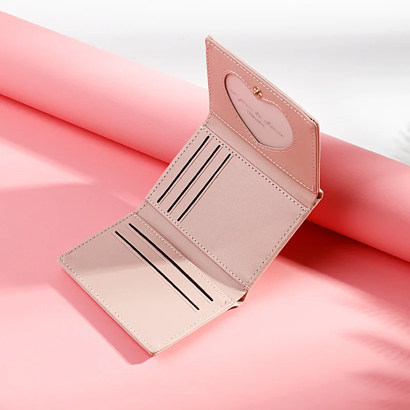 Короткий Симпатичный кошелек с изображением кошек кожаный три складных кошелька