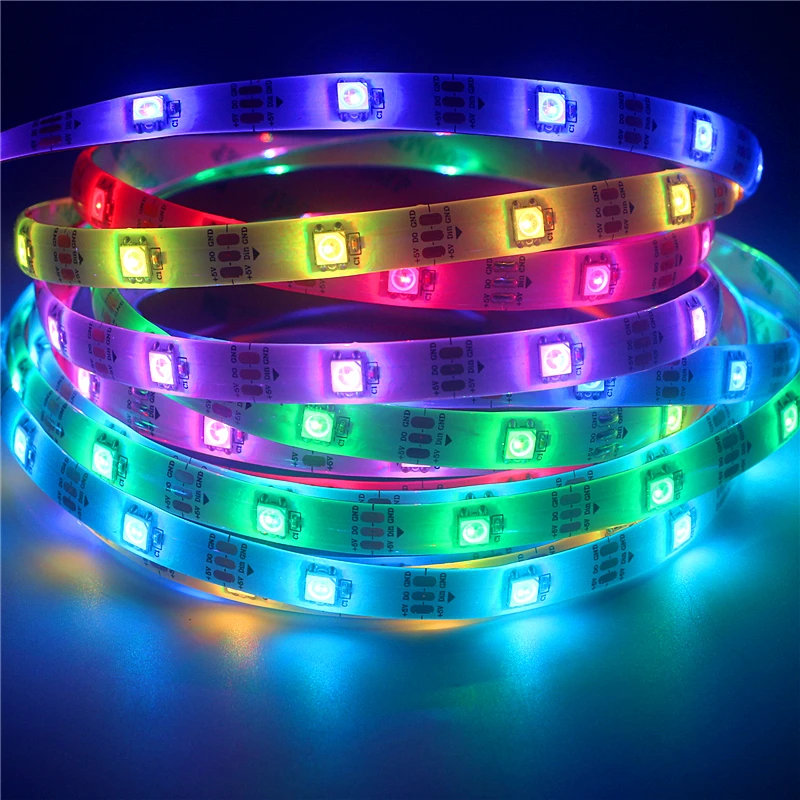 Светодиодная лента WS2812B 5 в постоянного тока RGB 50 см 1 м 2 3 4 30/60/144 пикселей умная