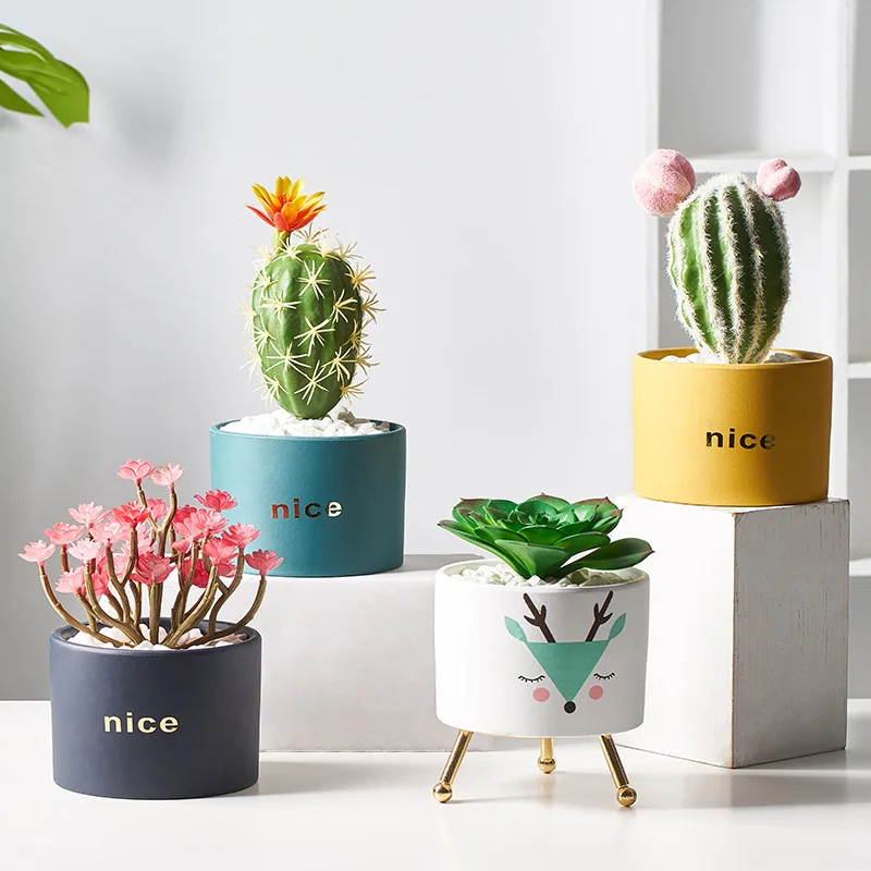 

Nordic Simulation Green Plant Creative Home Decoration Accessories Modern Living Room Bedroom Desktop Artificial Flower Pot