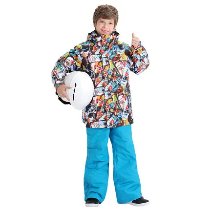 Детский лыжный костюм лыжная куртка и штаны для мальчиков водонепроницаемый