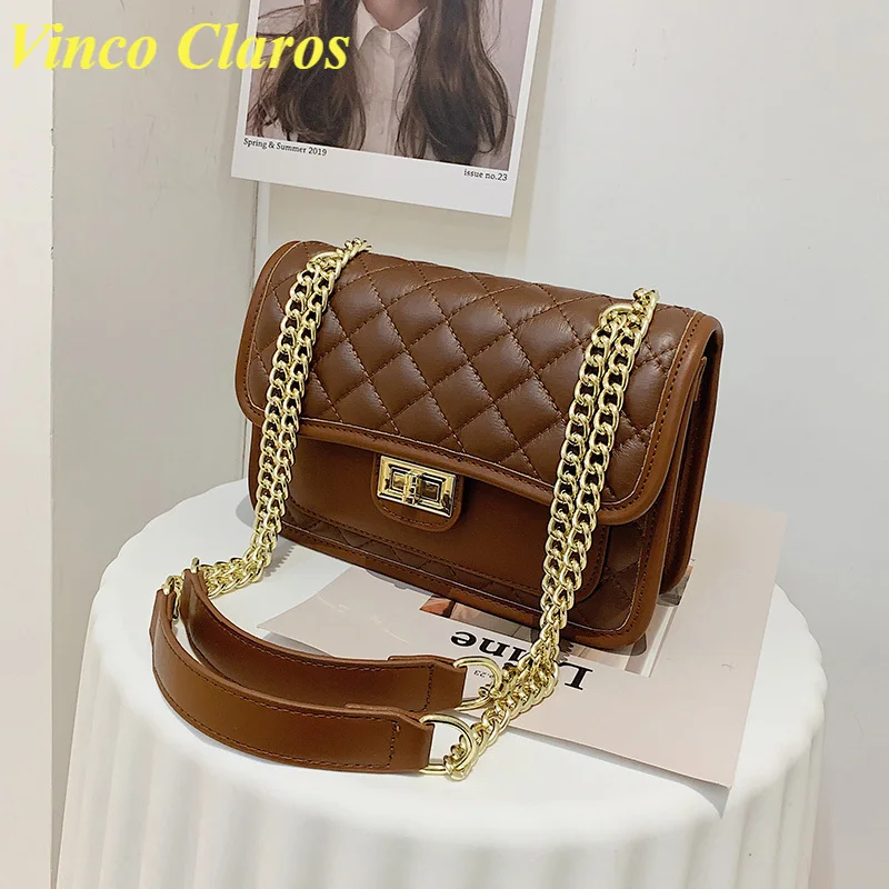 

Luxury Brand Handbags Purses PU Leather Crossbody Bags Women Shoulder Bag Bolsos Golden Chains Designer Sac A Main Fashion New