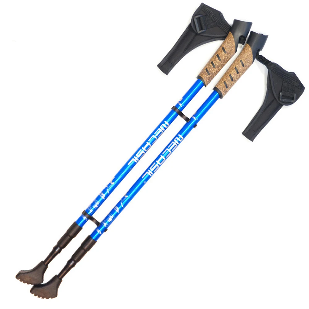 1/ 2Pcs Nordic Walking Sticks Anti Shock Trekking Poles Hiking Walking Cane Aluminum Telescopic Camping Hiking Poles Crutches