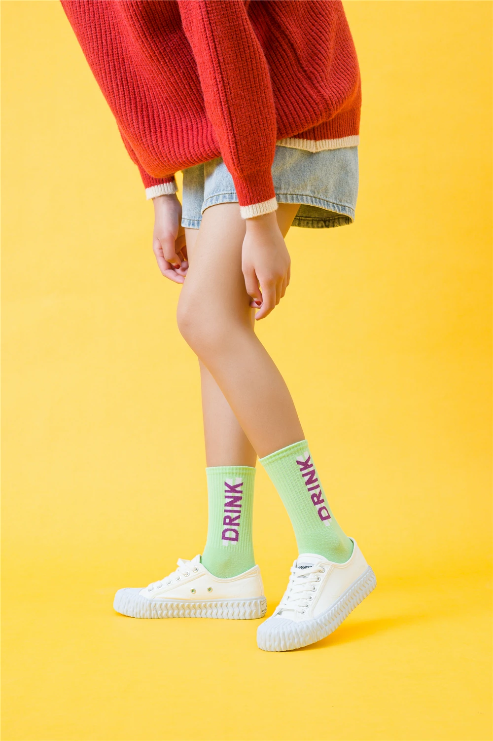 Women's Funny Words Loved Think Drink Sleep Play Lettered Striped Art Socks Couples Skateboard Hipster Street Dance Harajuku Sox