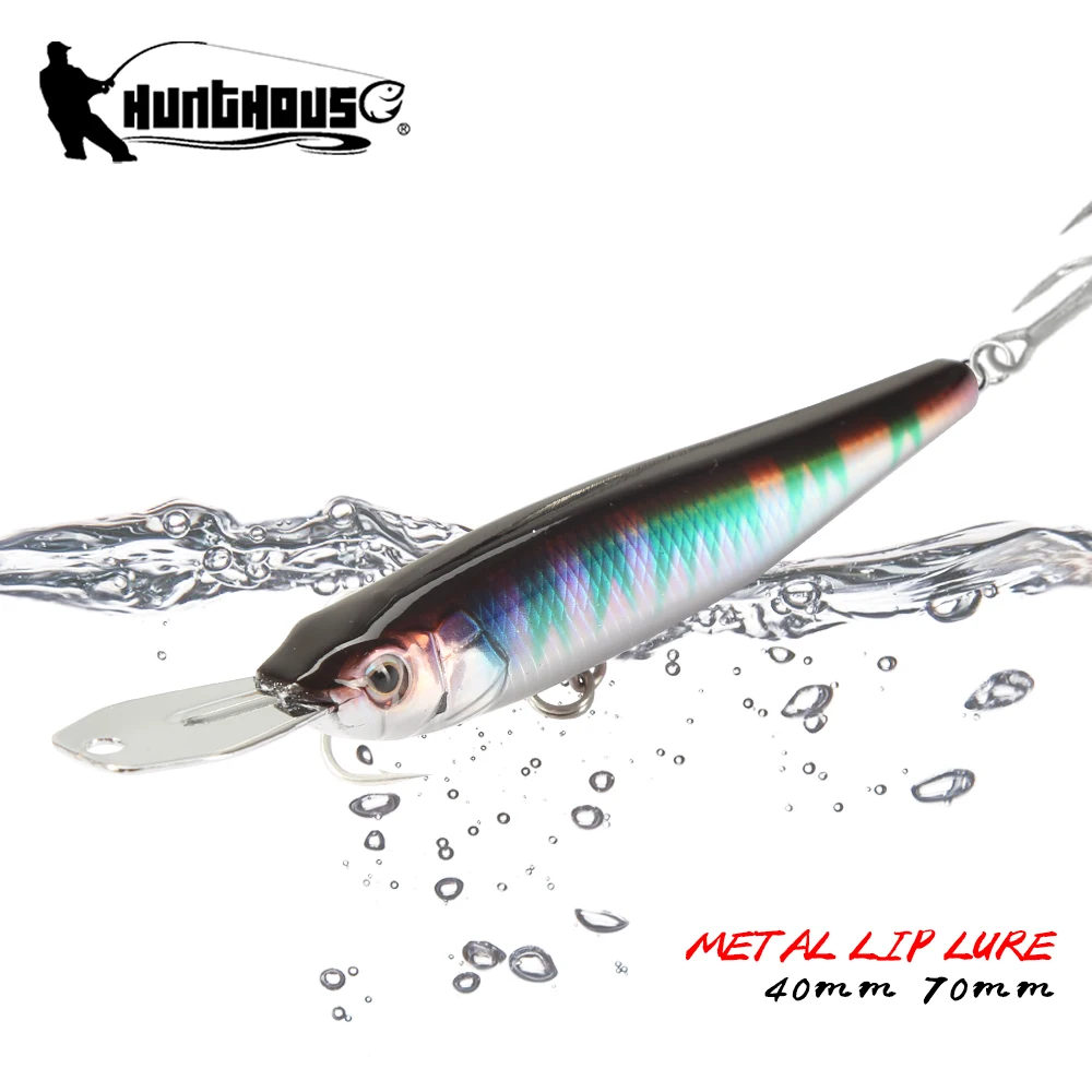 

Hunthouse Small Minnow silent Metal Lip Stick Lure Hard riser Bait Sinking LW520 40/70mm 5.6/8.2g Fishing for Bass and Trout